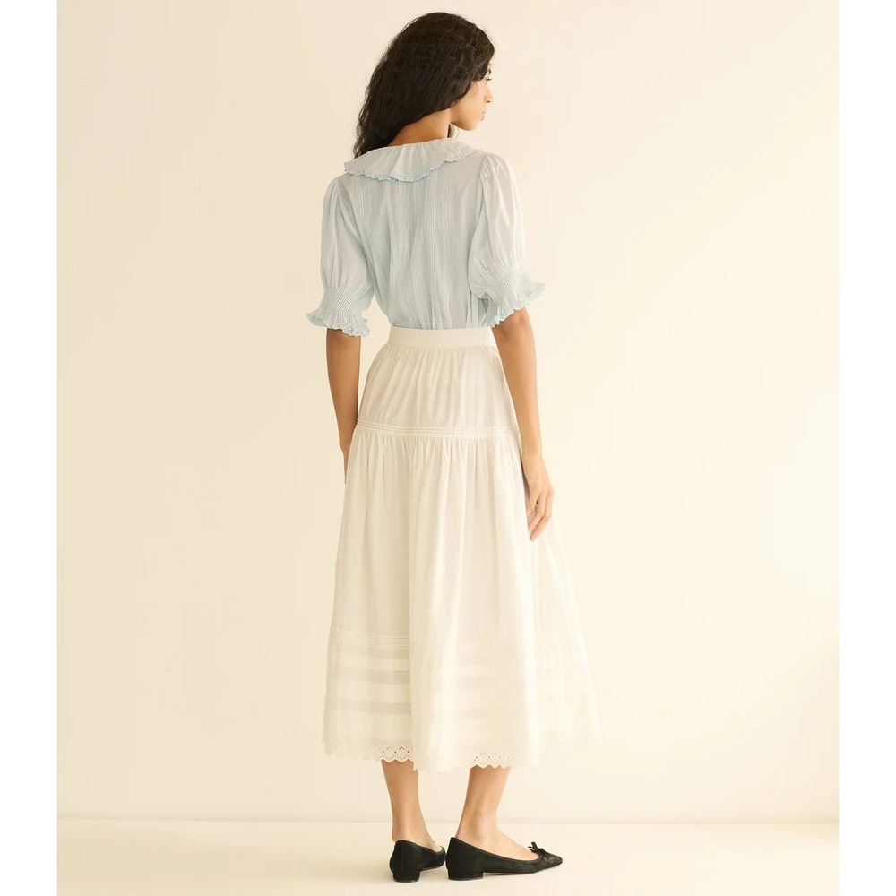 DOEN Henri Top Alice Blue Ruffle Pintuck Women's XS Edwardian Cottagecore - Picture 6 of 16